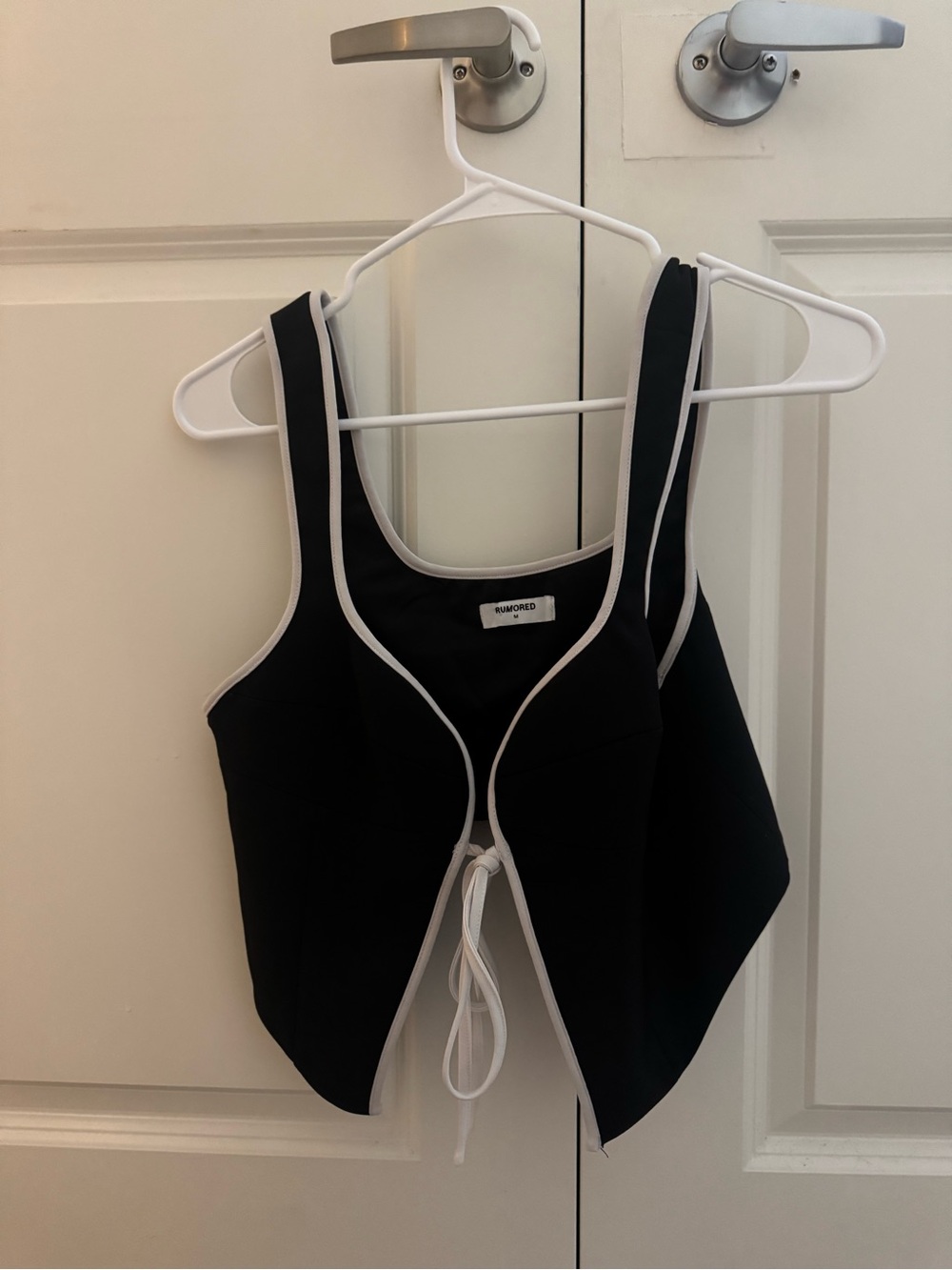 Rumored Black Tie-Front Cropped Tank Top